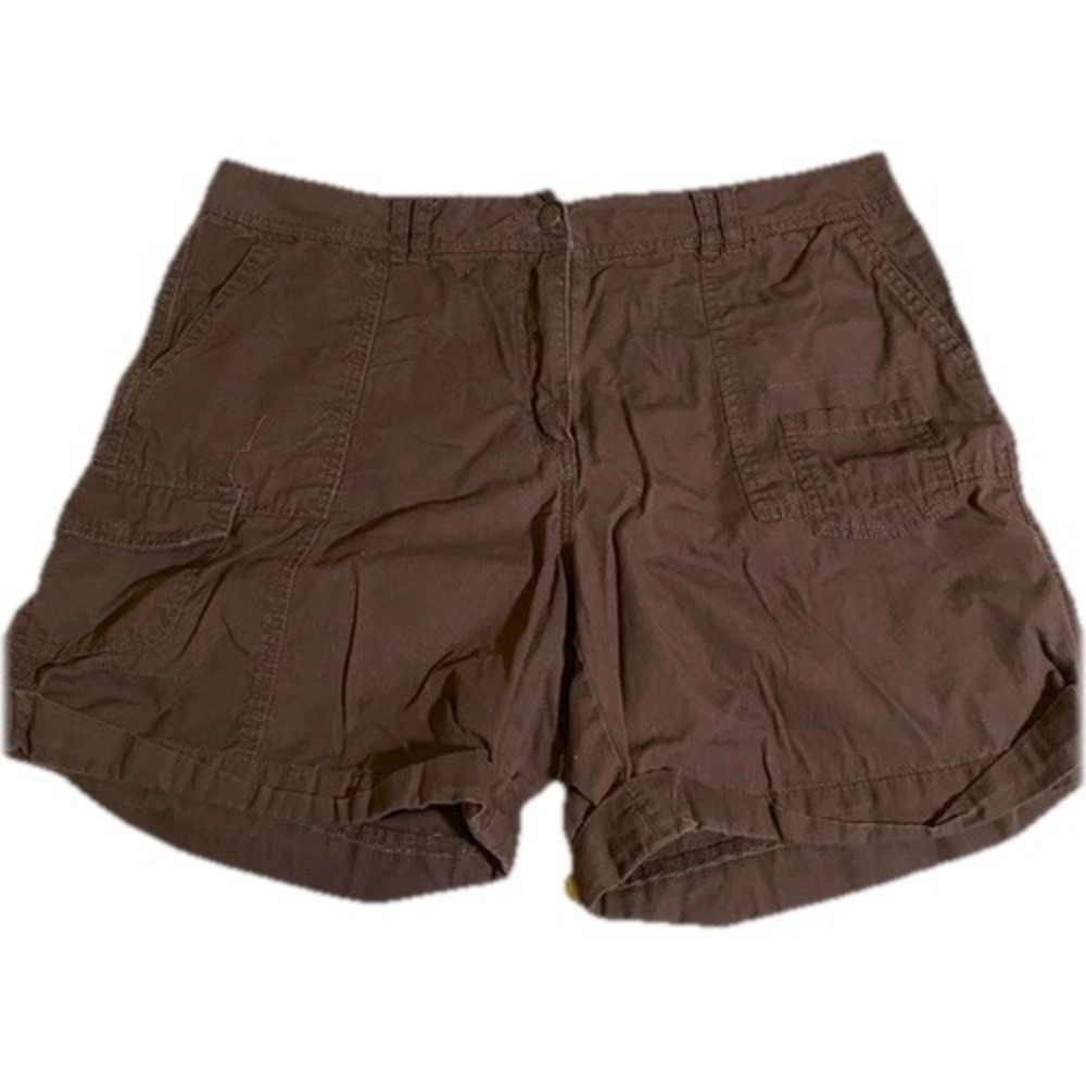 Dressbarn Cargo Shorts Brown Women's Size 12 Relaxed Comfortable Cotton Pocket